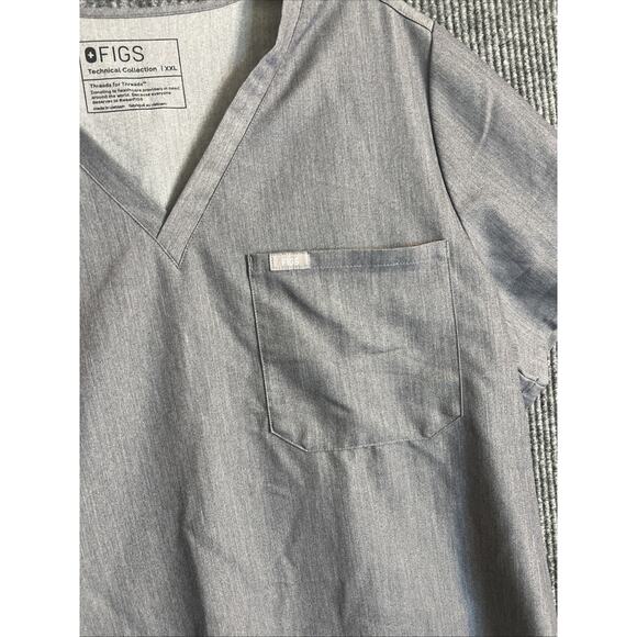 Figs Womens Catarina One Pocket Scrub Top Size XXL Gray Short Sleeve Medical - Picture 3 of 9